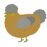 A ochre and ash chicken with a lace pattern