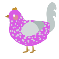 A orchid and silver chicken with a speckle pattern