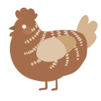 A brown and beige chicken with a half-bar pattern