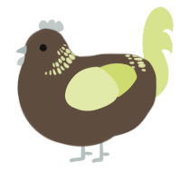A bark and lemon chicken with a neck-band pattern