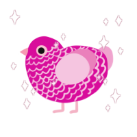 Hyperfem, a fuchsia and pink chicken with a lace pattern