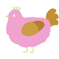 A pink and gold chicken