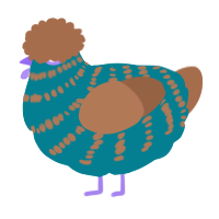 A sea and brown chicken with a bar pattern