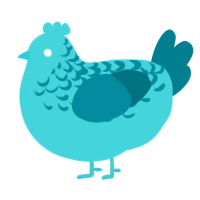 A aqua and sea chicken with a half-lace pattern
