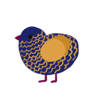 Navybale, a navy and orange chicken with a lace pattern