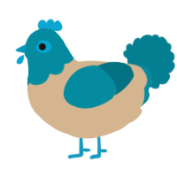 A beige and sea chicken with a head pattern