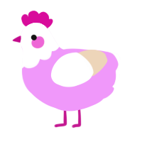 A lavender and cream chicken with a head pattern