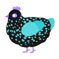 A sable and aqua chicken with a speckle pattern
