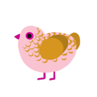 Fleur, a rose and ochre chicken with a half-lace pattern