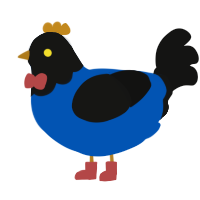 A ultramarine and black chicken with a head pattern