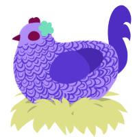 A lilac and indigo chicken with a double-lace pattern