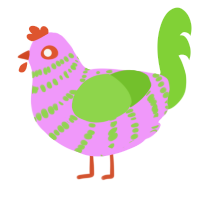 A lavender and grass chicken with a bar pattern