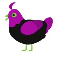 A black and plum chicken with a head pattern