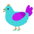 Pepito, a aqua and amethyst chicken