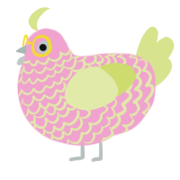 Rosalinda, a pink and lemon chicken with a lace pattern