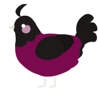 A wine and sable chicken with a head pattern