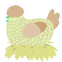 A apple and beige chicken with a lace pattern