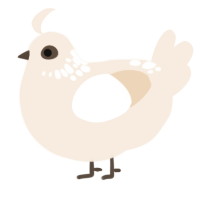 A cream chicken with a neck-speckle pattern