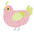 Rosalinda, a pink and lemon chicken with a lace pattern