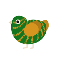 A leaf and ochre chicken with a bar pattern