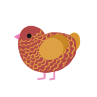 (unnamed), a red and orange chicken with a lace pattern