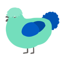 A mint and ultramarine chicken