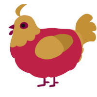 A crimson and gold chicken with a head pattern