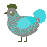 A ash and aqua chicken with a lace pattern