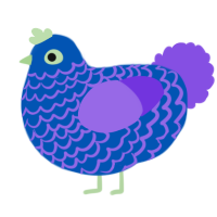 A ultramarine and blurple chicken with a lace pattern