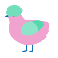 A pink and mint chicken