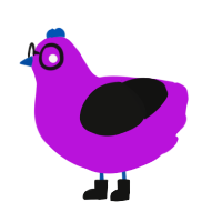 A amethyst and black chicken