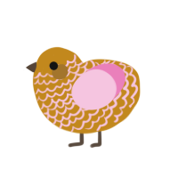 Scarecrow, a ochre and pink chicken with a lace pattern