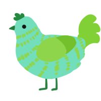 A mint and grass chicken with a bar pattern