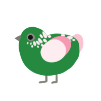 (unnamed), a viridian and rose chicken with a neck-speckle pattern