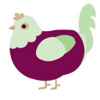 A wine and gluppy chicken with a head pattern