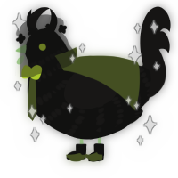 A black and sable chicken with a bar pattern
