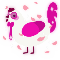 A white and fuchsia chicken