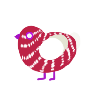 Borichic, a crimson and white chicken with a bar pattern