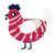 Borichic, a crimson and white chicken with a bar pattern