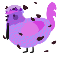 A lilac and orchid chicken with a lace pattern