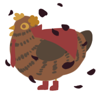 A brown and bark chicken with a bar pattern