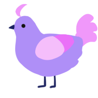 Grape, a lilac and lavender chicken