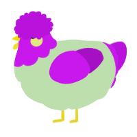 A gluppy and amethyst chicken with a head pattern