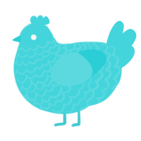A aqua chicken with a lace pattern