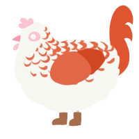 A white and vermilion chicken with a half-lace pattern