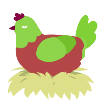 A red and grass chicken with a head pattern