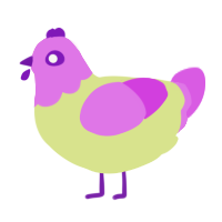 A lemon and orchid chicken with a head pattern