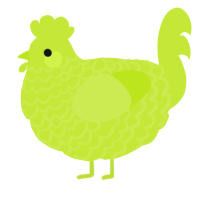 A lime chicken with a lace pattern