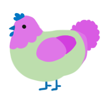 A gluppy and orchid chicken with a head pattern