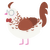 A white and russet chicken with a half-lace pattern